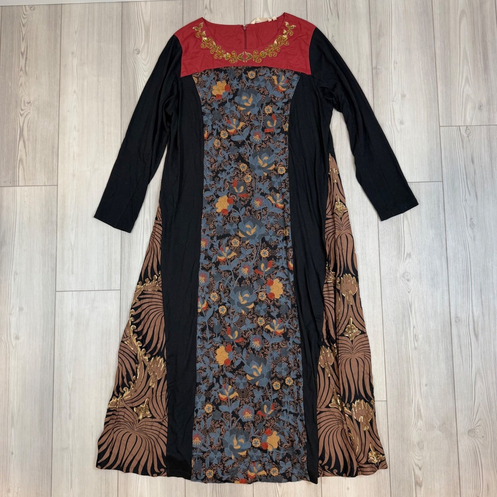 Soft Surroundings Embroidered Floral Sequin Maxi Dress Mixed Print 1X 5EL69